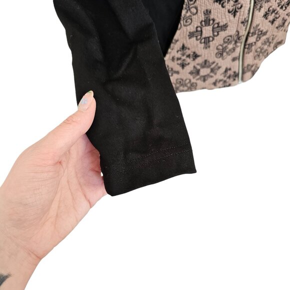 Tonia Debellis Light Brown Black Patterned Zip Sweater Sz M - Picture 3 of 10